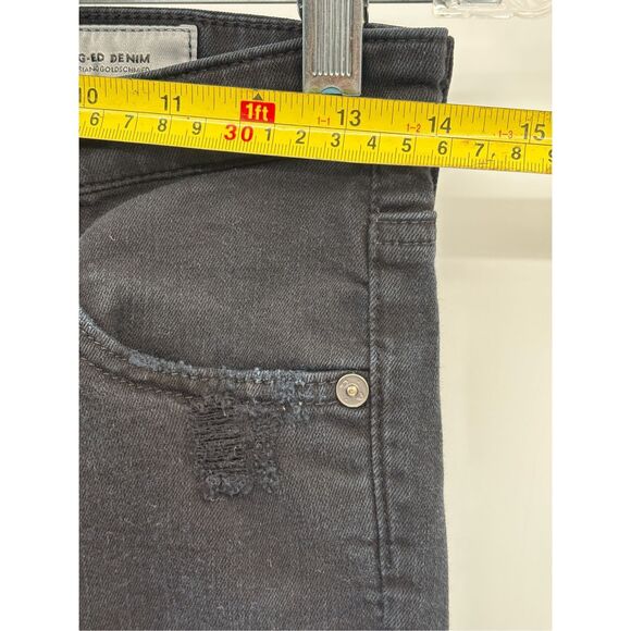 AG‎ Adriano Goldshmeid Jeans Legging Black Distress Women 26 Super Skinny Ankle - Picture 5 of 12